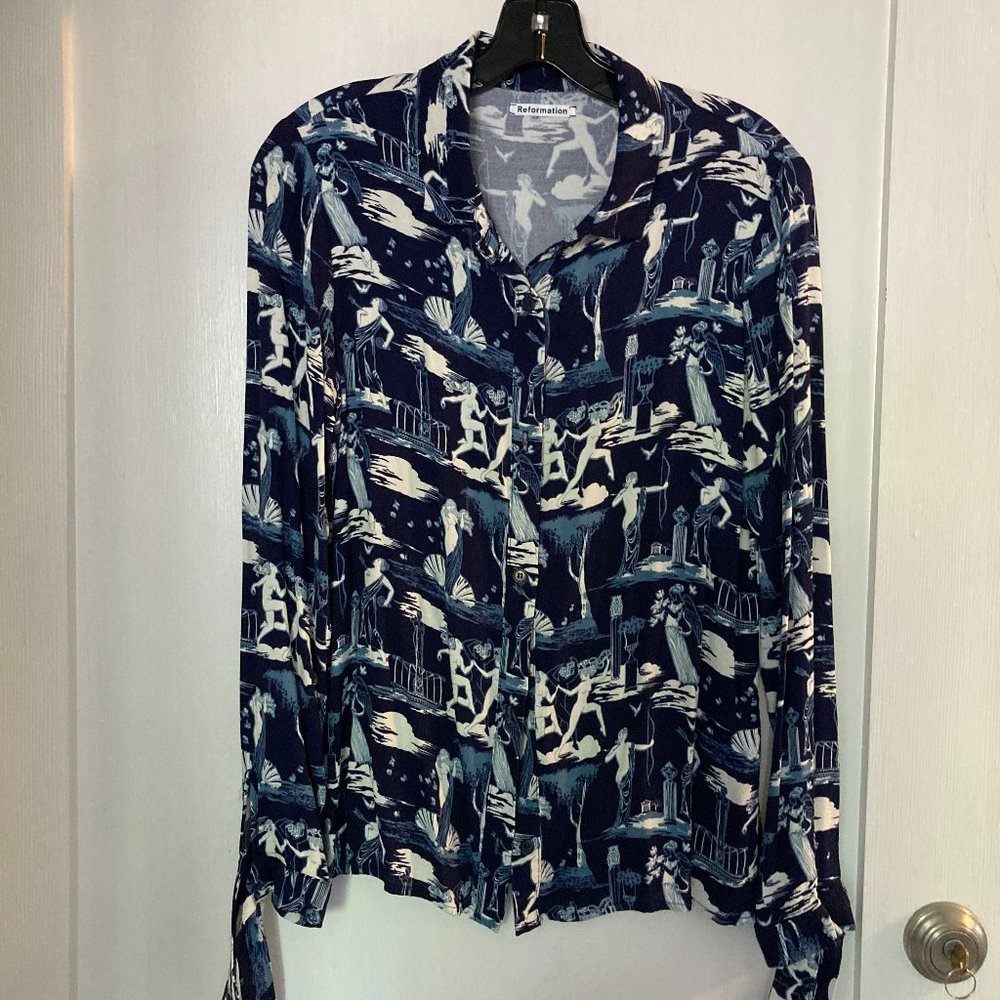 Reformation Button Front Blouse Size M